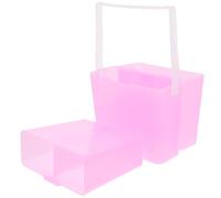 WOONEKY Lavapennelli Portatile Rosa in Plastico Design Tre-in-Uno, Manico Integrato e Forma Quadrata, per Pittura Acrilica a Olio in Esterni