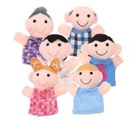 WOONEKY Marionette a Mano Famiglia 6 Pezzi Burattini per 1-3 Anni in Stoffa Morbida per Spettacoli Teatrali e Narrazione Storie Scuola e Gioco Adulto