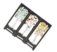 WOONEKY Mini Paravento Pieghevole Cinese in Acrilico Resistente, Piccolo Divisorio per Ambienti da Scrivania, Decorazione Artistica Asiatica per Ufficio, Studio e Casa Motivi Tradizionali