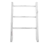 WOONEKY Mini Scaletta Portasciugamani Bagno Bianca in Stile Rustico Supporto Salvaspazio per Asciugamani da Cucina e Bagno Scala Decorativa Multifunzionale Country