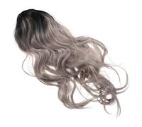 WOONEKY Parrucca Donna Sintetica Grigia Riccia Lunga Ondulata Sfumata Resistente Calore Accessori Cosplay Feste Capelli Daily Use