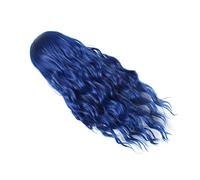 WOONEKY Parrucca Lunga Ondulata Blu Per Halloween Ricci Posticcio Con Partizione Centrale Accessorio Per Costume Da Festa e Cosplay Per Donne