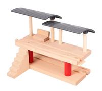 WOONEKY Piattaforma Ferroviaria in Legno a Due Piani Giocattolo Educativo per Scene Ferroviarie Fai da Te Accessorio Leggero e Portatile per Gioco Creativo