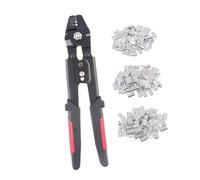 WOONEKY Pinza Crimpatrice per Cavi in Acciaio Nero con Impugnatura Antiscivolo Posizioni di Crimpatura con Manicotti in Alluminio per Funi Cavi e Lenze da Pesca Blocco Sicurezza