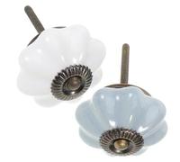WOONEKY Pomelli per Cassetti e Maniglie in Ceramica Bianca e Azzurra Set da 2 Pezzi per Porte di Armadietti da Cucina Armadi e Mobili Accessori Resistenti e Facili da Installare per