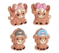 WOONEKY Protezioni per Punte Ferri da Maglia in Silicone a Forma di Yak, Set 4 Pezzi, Cappucci Simpatici per Aghi da Maglione, Accessori per Maglieria Fai da Te, Compatibili e