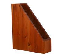 WOONEKY Scaffale Porta Libri da Tavolo in Legno Marrone, Organizer Verticale per Documenti e Porta Posta da Scrivania, Libreria Compatta per Ufficio e Studio, Divisori Multipli