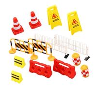 WOONEKY Segnali Stradali Giocattolo Educativi per Bambini, Coni Stradali in Miniatura e Posti di Blocco per Giochi Didattici e Scenari in Miniatura, Set da 14 Pezzi Resistente e Compatto
