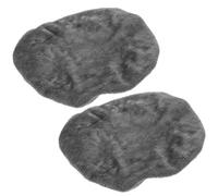 WOONEKY Set 2 Pezzi Copriwater in Velluto Imbottito Grigio Scuro per Sedile WC Rotondo, Lavabile in Lavatrice, Antipolvere e Caldo, Copertura Riutilizzabile per Bagno Casa