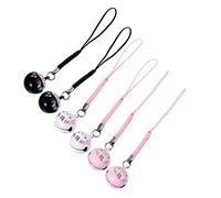 WOONEKY Set 6 Pezzi Ciondoli Gatto Della Fortuna in Rame Campanello, Decorazioni Sospese Per Cellulare e Borsa, Accessori Regalo Creativo in Colori Rosa, Bianco e Nero Per Uso Quotidiano