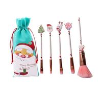 WOONEKY Set Di 6 Pennelli Per Il Trucco Natalizio Da Donna E Da Ragazza Con Borsa Portaoggetti Inclusa Colore Grigio