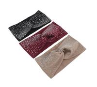 WOONEKY Set Di Fasce Per Lo Yoga Confezione Da 3 Fasce Elastiche Per Donna Design Semplice Fasce Incrociate Decorazioni Sportive Nere Vino Rosso Cachi