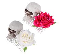 WOONEKY Set Di Forcine Per Da Festa Di Halloween 2 Pezzi Pettini Per A Forma Di Scheletro Di Gothic Style Hairpin Combs Per Donne