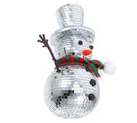 WOONEKY Snowman Christmas Table Decor Disco Ball Figurine with Knitted Scarf And Hat Reflective Mirror Mosaic Winter Home Party Decoration Compact Cute Snowman for Holiday Festive Display