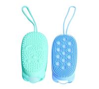 WOONEKY Spazzola per Corpo in Silicone e Spugna per Doccia Esfoliante Massaggiante, 2 Pezzi, 25X7X5 CM, Rimuove le Cellule Morte e Produce Schiuma Ricca, Adatta a Pelle Delicata
