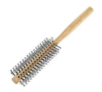 WOONEKY Spazzola Rotonda per Chioma Ricci e Volumizzante, Piccola Spazzola Arricciacapelli in Legno Setole in Nylon, Manico Antiscivolo Ergonomico per Asciugatura a Phon, per Donne