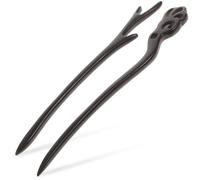 WOONEKY Spilli per Chioma in Legno Nero per Donna, 2 Pezzi, Stile Vintage Elegante, Accessori Chioma Cinesi per Acconciature di Tutti i Giorni