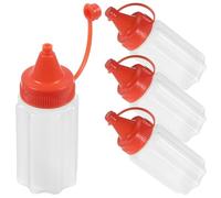 WOONEKY Squeeze Bottles Rosso 4Pezzi da 250 ml in PP, Bottiglie spremi salsa per insalate e condimenti, pratiche per uso domestico e ristoranti