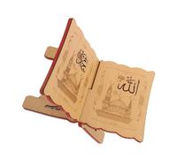 WOONEKY Supporto per Libri Sacri Intagliato in Legno Vintage Porta Corano Ergonomico per Lettura Preghiera e Decorazione Islamica Eid Mubarak