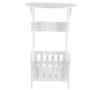 WOONEKY Tavolino Moderno da Camera Bianco con Spazio Contenitivo Tavolo Rotondo Salvaspazio per Soggiorno e Letto Design Semplice ed Elegante in Materiale Ecologico