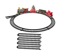 WOONEKY Trenino Elettrico Natalizio Vintage con Illuminazione e Musica con Binari Facili da Montare per Decorazione Sotto Albero di Natale