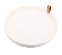 WOONEKY Vassoio Tondo Portaoggetti in Pelle PU Bianco Organizer per Bagno e Toeletta Vassoio per Cosmetici Gioielli e Articoli da Toeletta Resistente e Facile da Pulire per Soggiorno