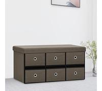 Woonisher Cassapanca Pieghevole Marrone 76x38x38 cm in Simil Linomobiletto mobili H6mobiletto soggiorno
