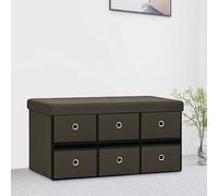 Woonisher Cassapanca Pieghevole Marrone Scuro 76x38x38 cm in Simil Linomobiletto mobili H6mobiletto soggiorno