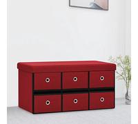 Woonisher Cassapanca Pieghevole Rosso Vino 76x38x38 cm in Simil Linomobiletto mobili H6mobiletto soggiorno