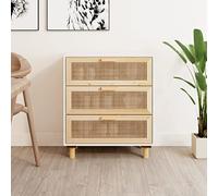 Woonisher Credenza Bianca 60x30x70 cm Legno Massello Pino Rattan Naturalemobiletto mobili H6mobiletto soggiorno
