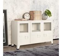 Woonisher Credenza Bianca Industriale 105x35x62 cm in Metallo e Vetro credenza cucina dispensa cucina credenza cucina alta