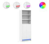 Woonisher Credenza con LED Bianca 69x32,5x200 cm in Truciolato credenza cucina dispensa cucina credenza cucina alta