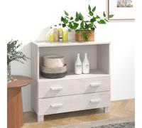 Woonisher Credenza HAMAR Bianca 85x35x80 cm in Legno Massello di Pino credenza cucina dispensa cucina credenza cucina alta