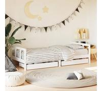 Woonisher Giroletto Bambini con Cassetti Bianco 90x200cm Massello di Pino
