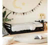 Woonisher Giroletto Bambini con Cassetti Nero 90x200cm Massello di Pino