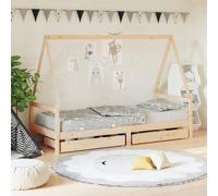 Woonisher Giroletto per Bambini con Cassetti 90x190cm Legno Massello Pino
