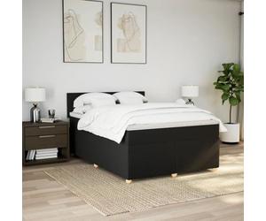 Woonisher Letto box spring con materasso, nero, tessuto 160x200 cm, illuminazione a LED e nucleo a molle insacchettate, set completo per la camera da letto dal design moderno