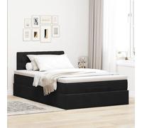 Woonisher Letto contenitore con materasso, nero, 120x190 cm, velluto, molle insacchettate e meccanismo idraulico, giroletto alto imbottito per un sonno ristoratore