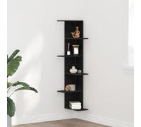 Woonisher Mensola d'angolo Nera in Rovere 36,5x36,5x140 cm in Legno Ingegnerizzato