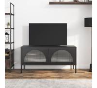 Woonisher Mobile Porta TV Nero 105x35x50 cm Vetro e AcciaioMobile TV credenza mobile TV