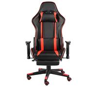Woonisher Sedia da Gaming Girevole con Poggiapiedi Rossa in PVC