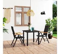 Woonisher Set da Pranzo da Giardino 3 pz Nero e MarroneMobili da balcone sofa
