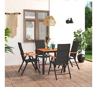 Woonisher Set da Pranzo da Giardino 5 pz Nero e MarroneMobili da balcone piccolo balcone divano da giardino
