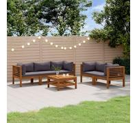 Woonisher Set Divani da Giardino 6 pz con Cuscini in Massello di AcaciaMobili da balcone piccolo balcone divano da giardino