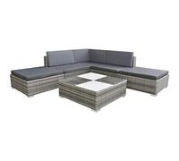 Woonisher Set Divani da Giardino 6 pz con Cuscini in Polyrattan GrigioMobili da balcone piccolo balcone divano da giardino