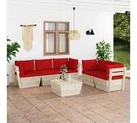 Woonisher Set Divani da Giardino su Pallet 6 pz con Cuscini Legno AbeteMobili da balcone piccolo balcone divano da giardino