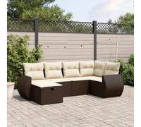 Woonisher Set Divano da Giardino 6 pz con Cuscini Marrone in PolyrattanMobili da balcone piccolo balcone divano da giardino