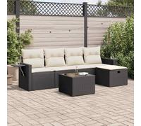 Woonisher Set Divano da Giardino 6 pz con Cuscini Nero in PolyrattanMobili da balcone piccolo balcone divano da giardino