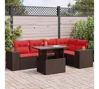 Woonisher Set Divano Giardino 6 pz con Cuscini Marrone Polyrattan AcaciaMobili da balcone piccolo balcone divano da giardino