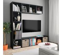 Woonisher Set Mobili Libreria/Porta TV 3 pz Nero 180x30x180 cmmobiletto mobili H6mobiletto soggiorno